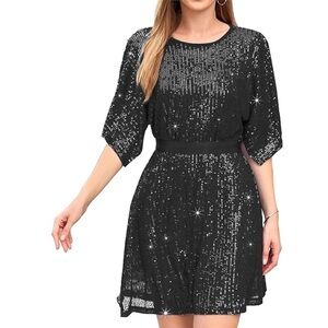 Elegant Black Sequin Dress!